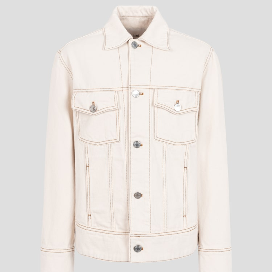 AMI Women Ami Paris Croche Trucker Jacket – Cream