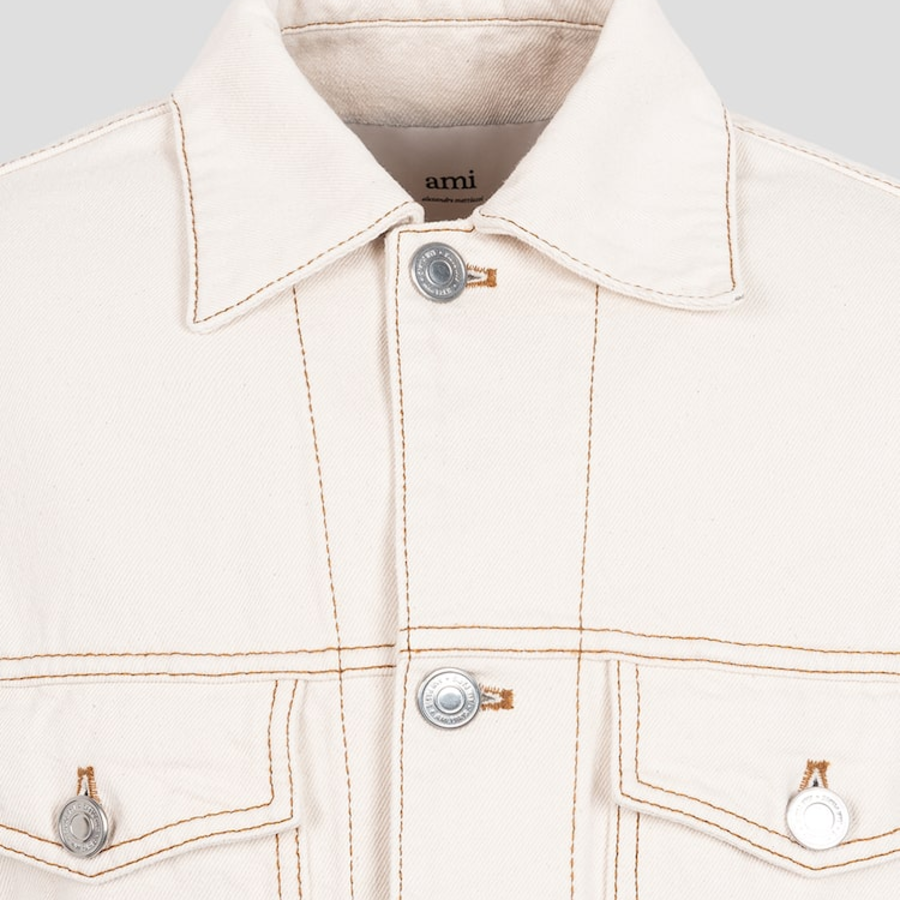 AMI Women Ami Paris Croche Trucker Jacket – Cream