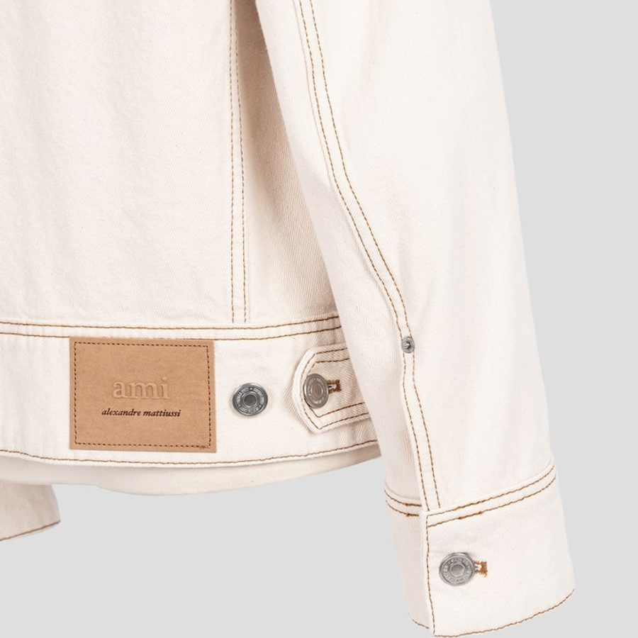 AMI Women Ami Paris Croche Trucker Jacket – Cream