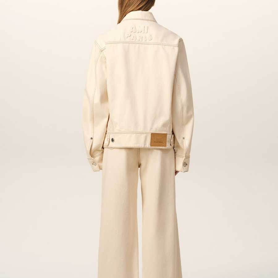 AMI Women Ami Paris Croche Trucker Jacket – Cream