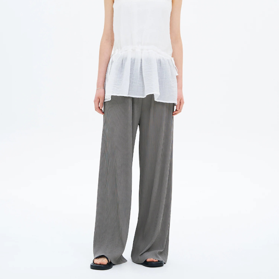 Pleated Easy Banding Pants — Ash