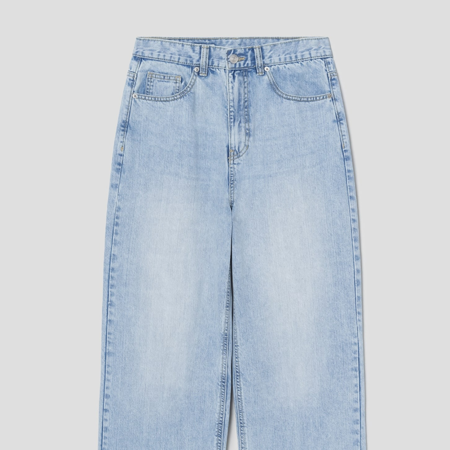 Light Washing Straight Denim — Sky Blue