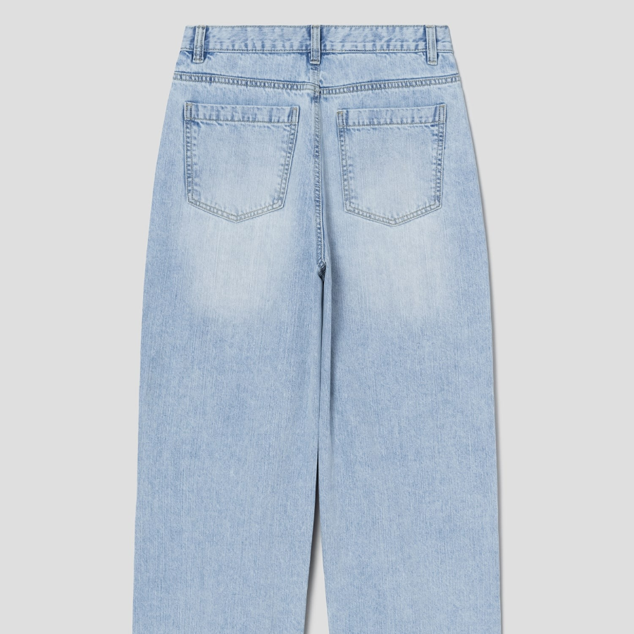 Light Washing Straight Denim — Sky Blue