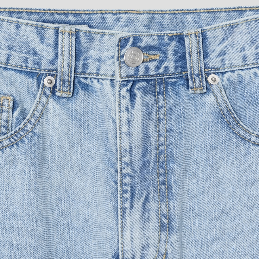 Light Washing Straight Denim — Sky Blue
