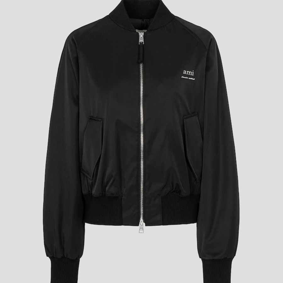 AMI Women Ami Metal Bomber Jacket – Black