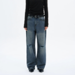 8 seconds Damaged Straight Denim - Blue