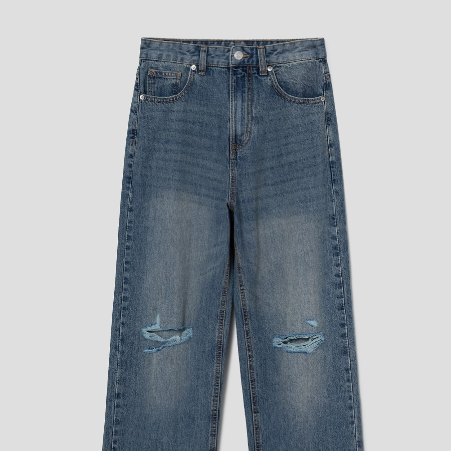 8 seconds Damaged Straight Denim - Blue