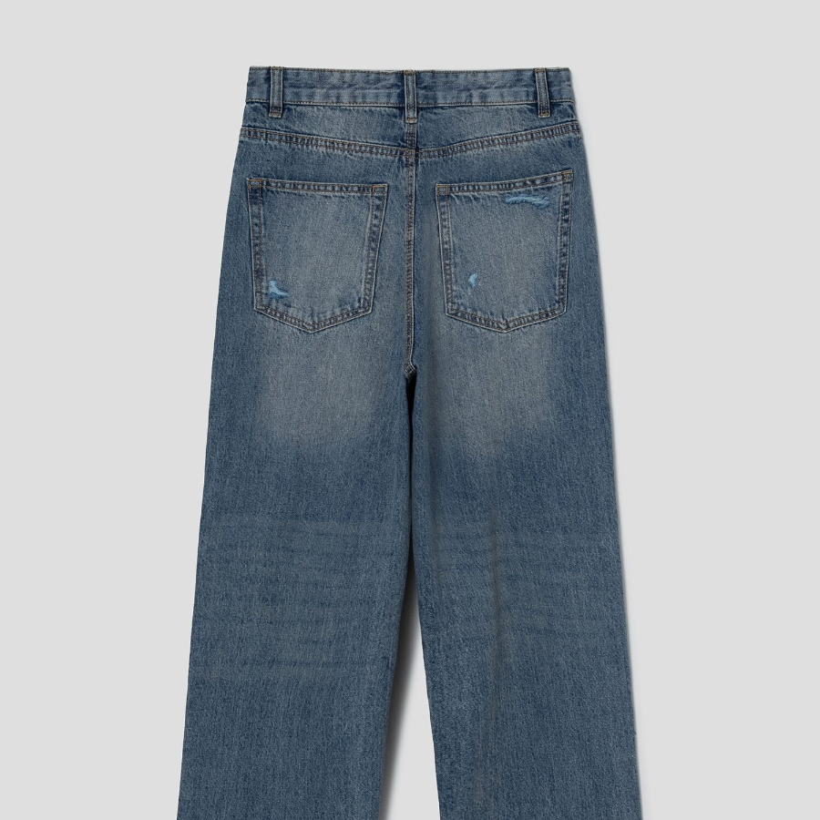 8 seconds Damaged Straight Denim - Blue