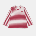 PLAY COMME DES GARÇONS (Kids) Red Heart Wappen Stripe T-shirt – Red/White