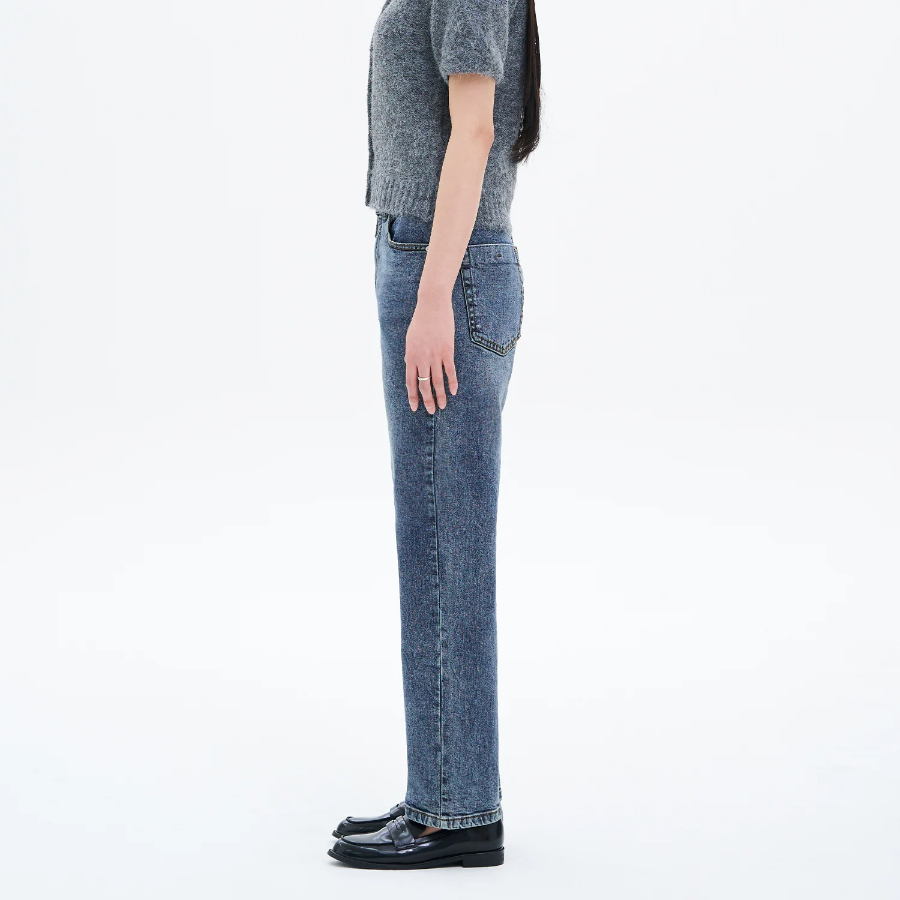 8 seconds Mid-Length Straight Denim Pants - Blue