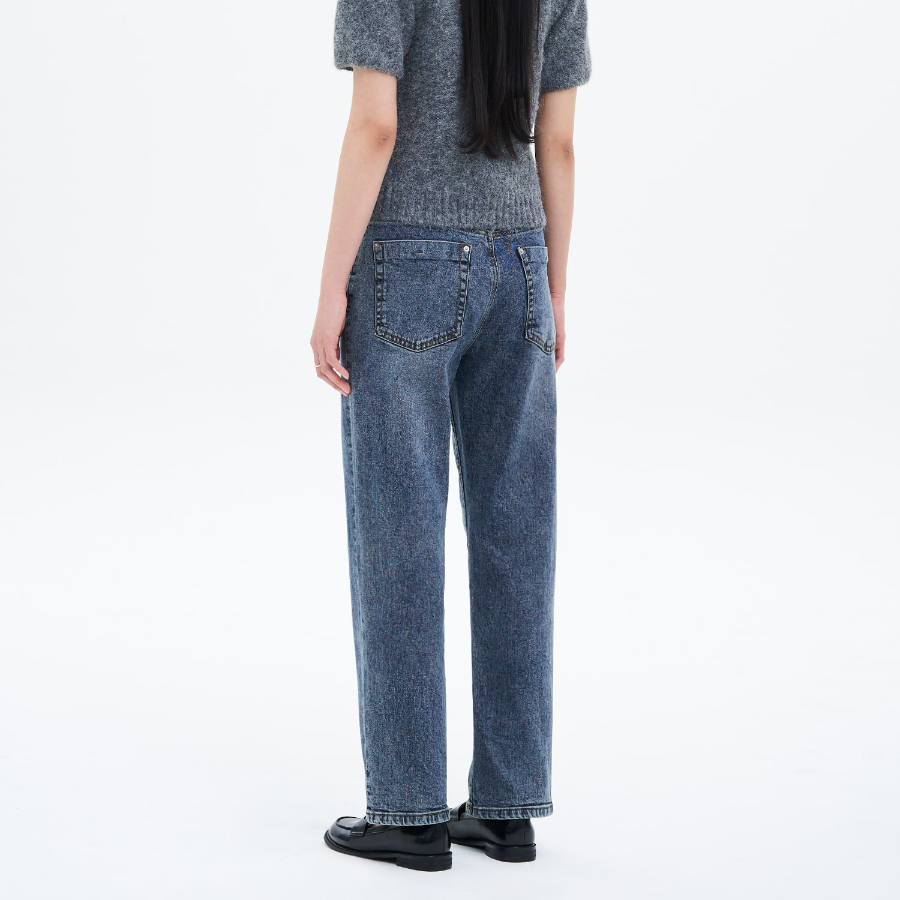 8 seconds Mid-Length Straight Denim Pants - Blue