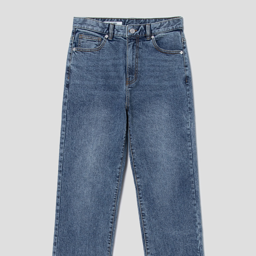 8 seconds Mid-Length Straight Denim Pants - Blue