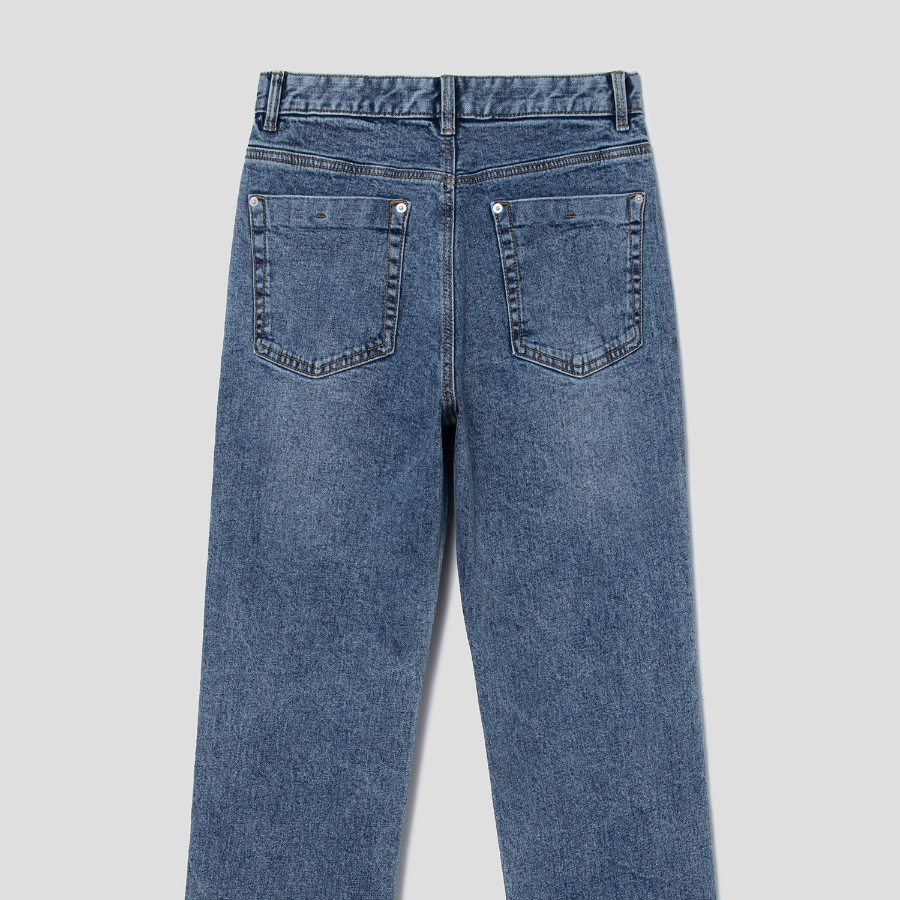 8 seconds Mid-Length Straight Denim Pants - Blue