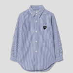 PLAY COMME DES GARÇONS (Kids) Black Heart Wappen Striped Shirt – Navy