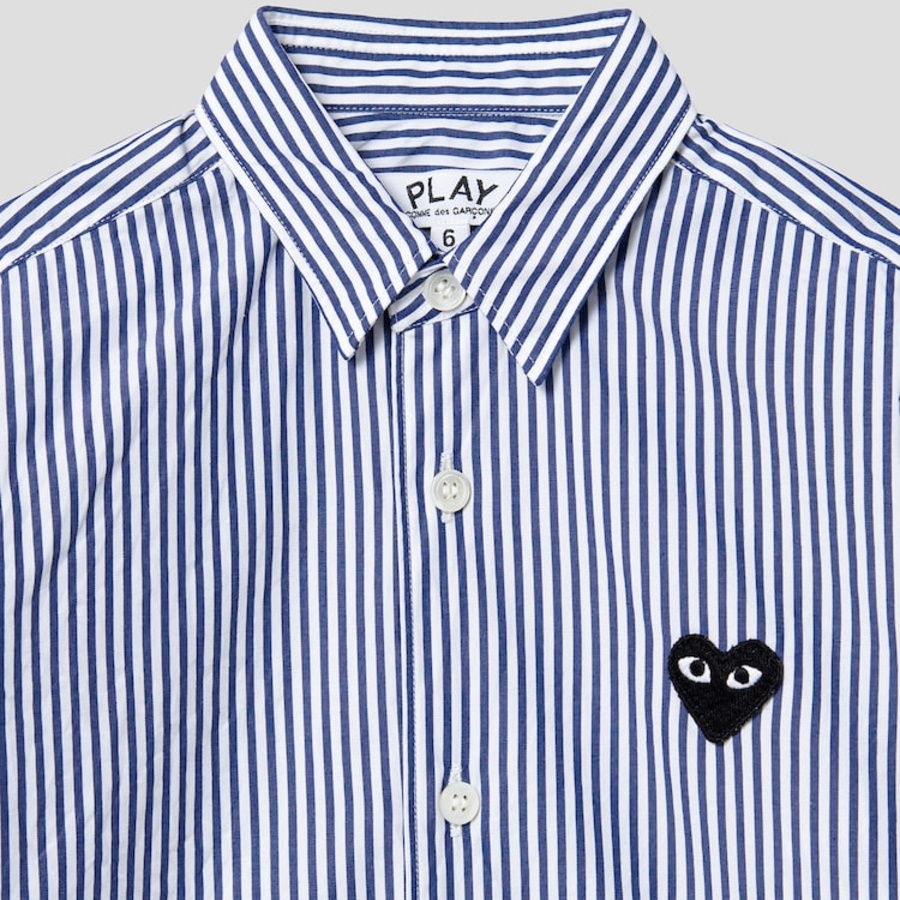 PLAY COMME DES GARÇONS (Kids) Black Heart Wappen Striped Shirt – Navy