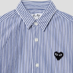 PLAY COMME DES GARÇONS (Kids) Black Heart Wappen Striped Shirt – Navy