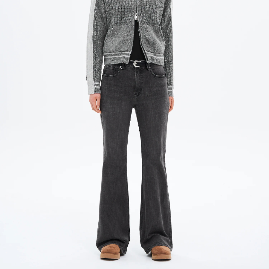 8 seconds Thin Washing Long Bootcut Denim Pants - Ash