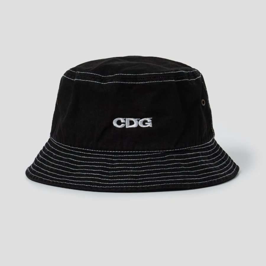 CDGCDGCDG Cotton Twill Overdyed Bucket Hat – Black