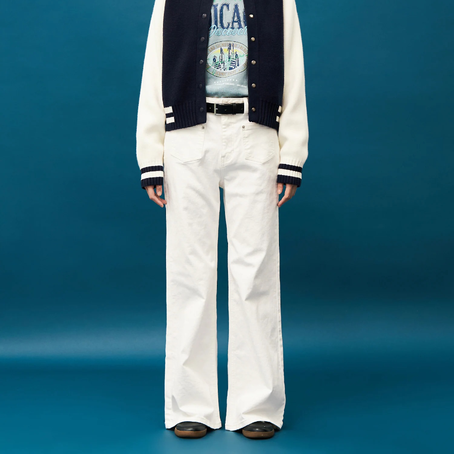 8 seconds Out Pocket Bootcut Denim Pants - Ivory