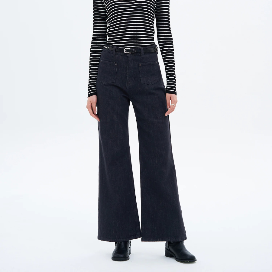 8 seconds Out Pocket Bootcut Denim Pants - Navy