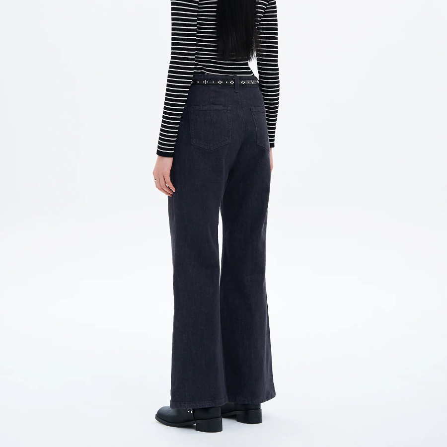 8 seconds Out Pocket Bootcut Denim Pants - Navy