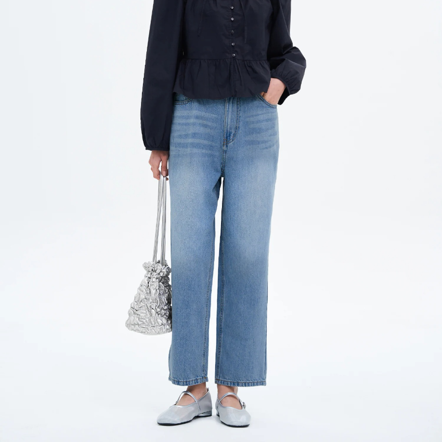 8 seconds Washing Mom Fit Denim Pants - Sky Blue