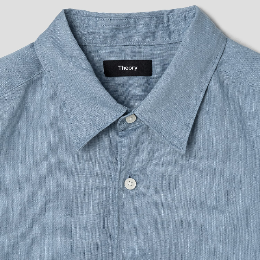Theory Men Relaxed Linen Irving Shirt - Rainstorm