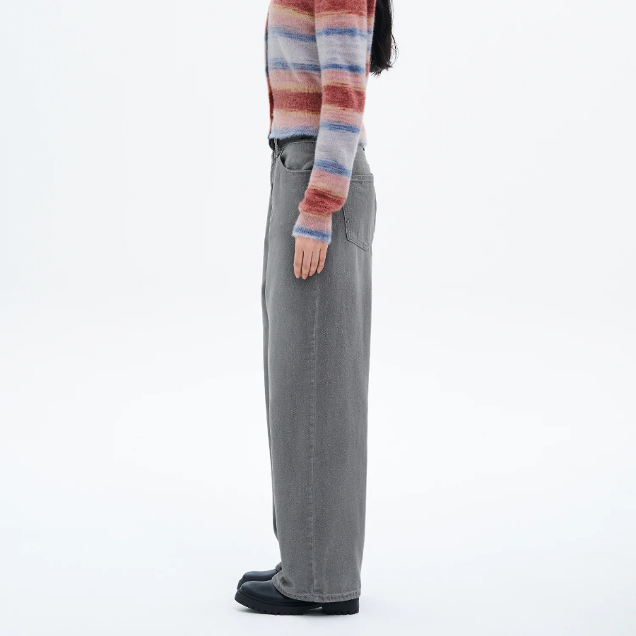 8 seconds Vintage Washing Wide Tapered Denim - Light Grey