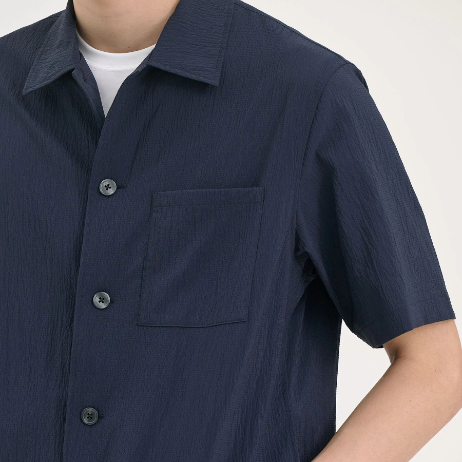 Theory Men Kelso Short Sleeve Overshirt - Baltic