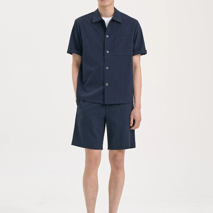 Theory Men Kelso Short Sleeve Overshirt - Baltic