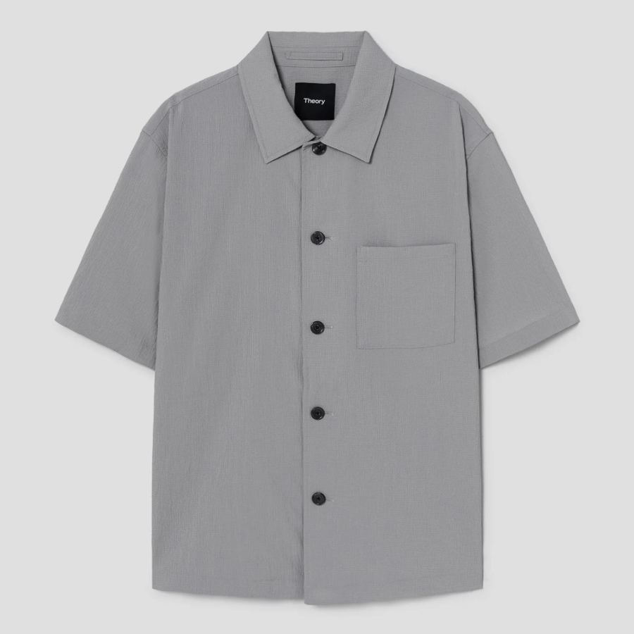 Theory Men Kelso Short Sleeve Overshirt - Dark Vapor