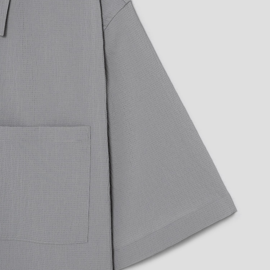 Theory Men Kelso Short Sleeve Overshirt - Dark Vapor