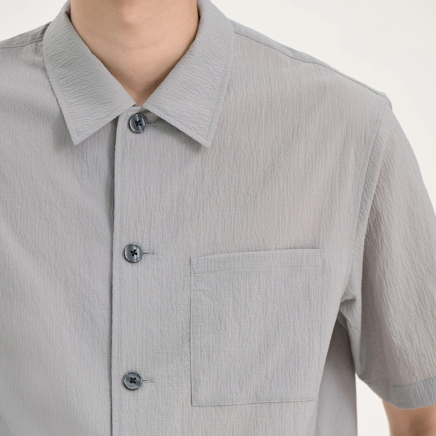 Theory Men Kelso Short Sleeve Overshirt - Dark Vapor