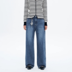 8 seconds Back Pocket Embroidery Straight Denim - Blue