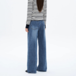 8 seconds Back Pocket Embroidery Straight Denim - Blue