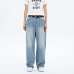 8 seconds Teen Washing Semi Wide Denim Pants - Sky Blue