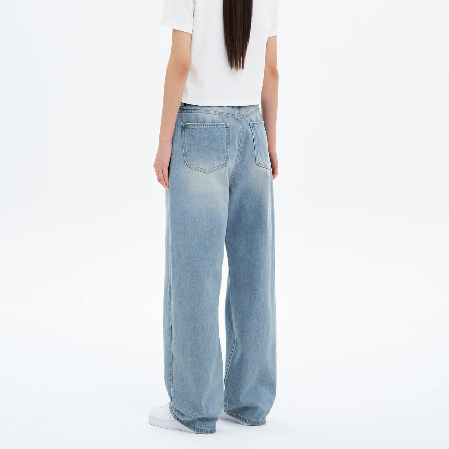 8 seconds Teen Washing Semi Wide Denim Pants - Sky Blue