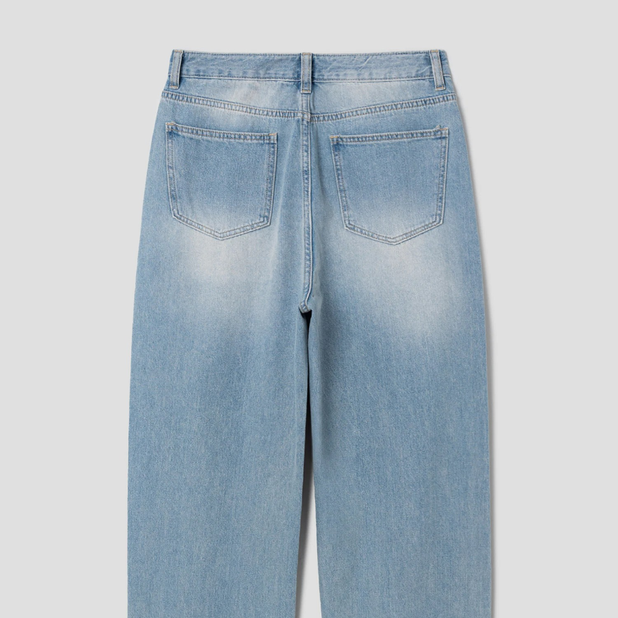 8 seconds Teen Washing Semi Wide Denim Pants - Sky Blue