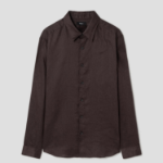 Theory Men Relaxed Linen Irving Shirt - Dark Mocha