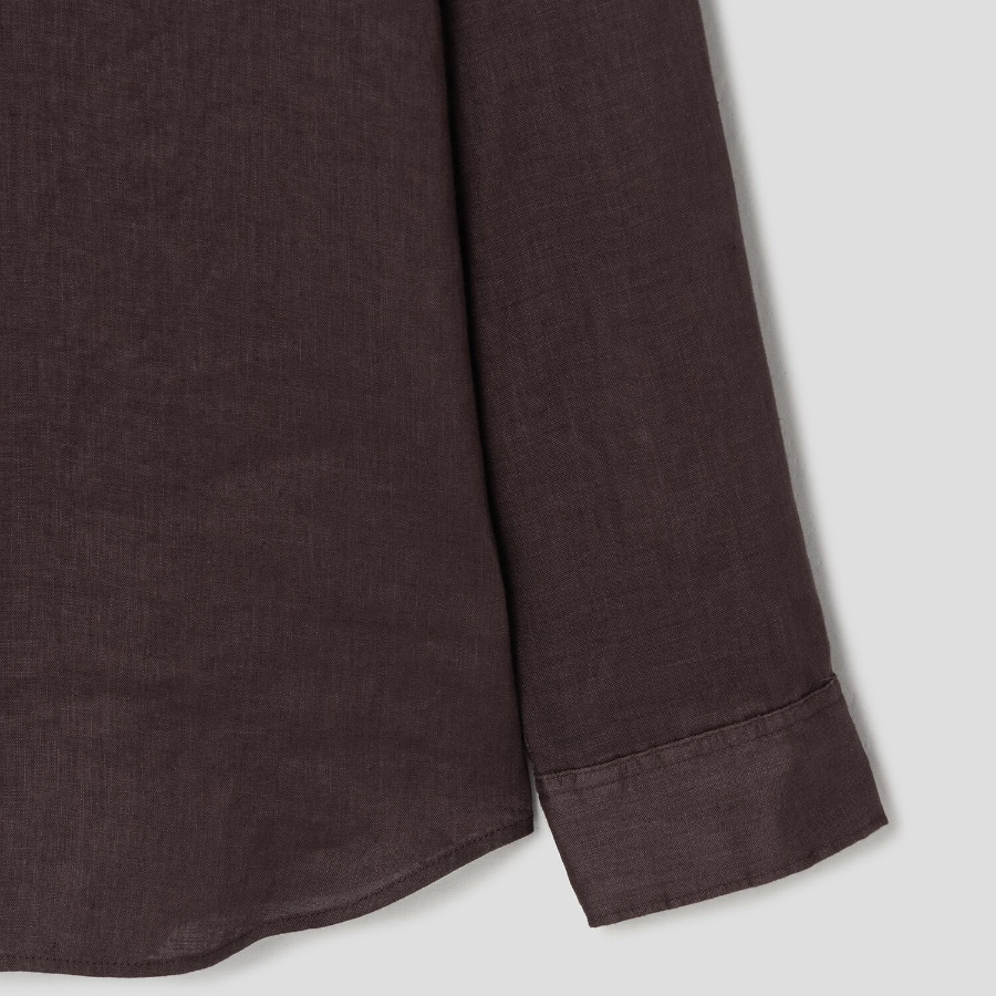 Theory Men Relaxed Linen Irving Shirt - Dark Mocha