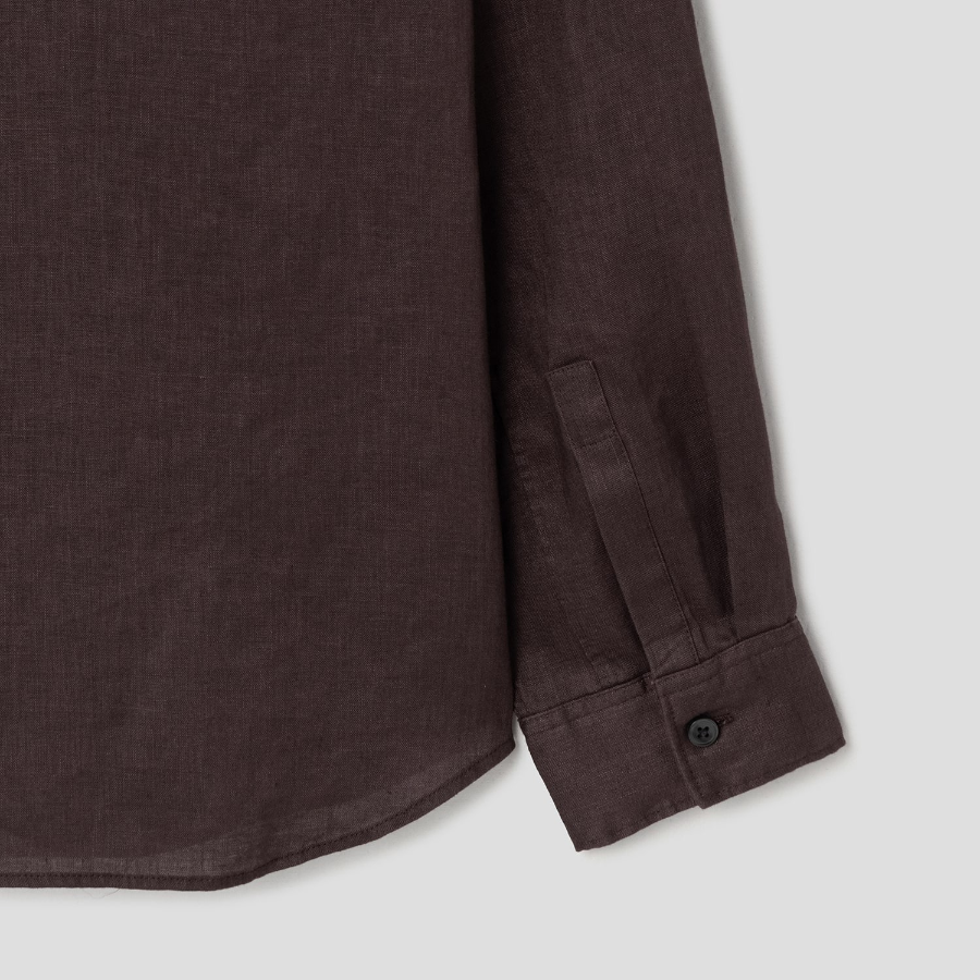 Theory Men Relaxed Linen Irving Shirt - Dark Mocha