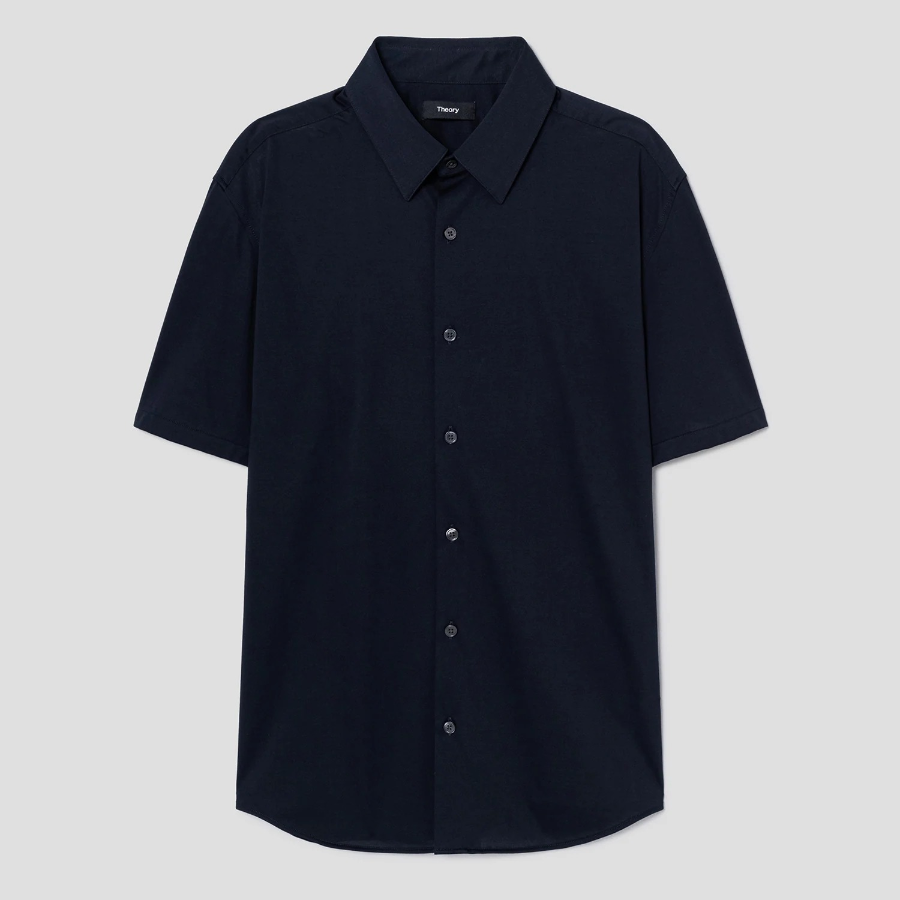 Theory Men Structure Knit Irving Short Sleeve Shirt - Eclipse