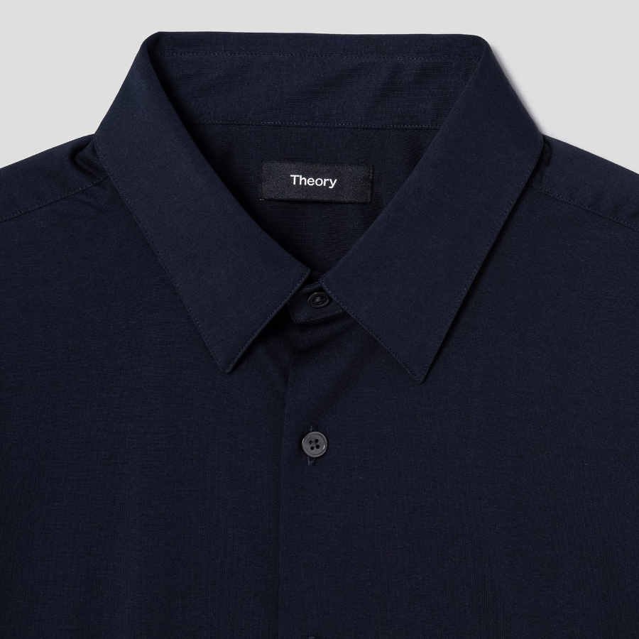 Theory Men Structure Knit Irving Short Sleeve Shirt - Eclipse