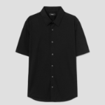 Theory Men Structure Knit Irving Short Sleeve Shirt - Black