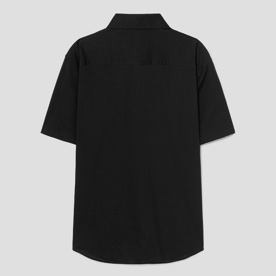 Theory Men Structure Knit Irving Short Sleeve Shirt - Black