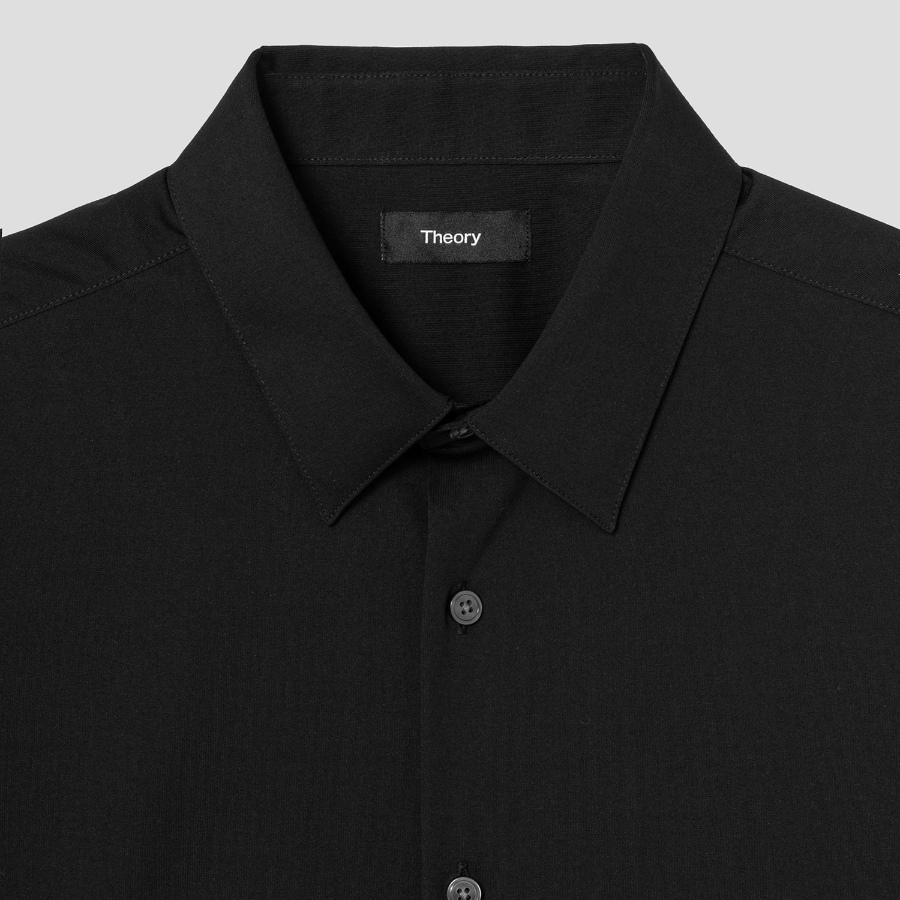 Theory Men Structure Knit Irving Short Sleeve Shirt - Black