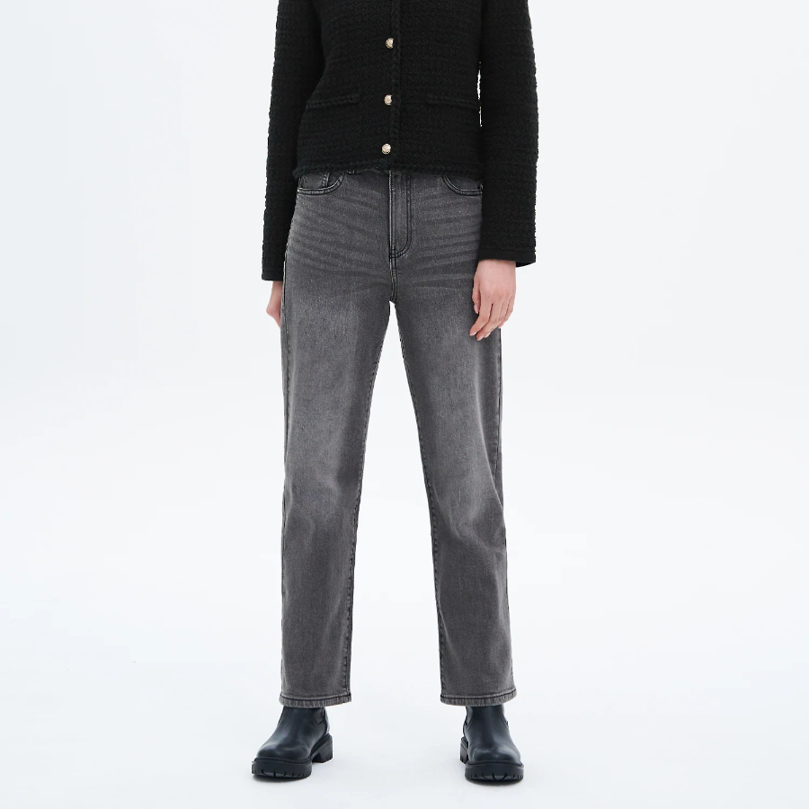 8 seconds Mid Length Straight Denim Pants - Light Grey