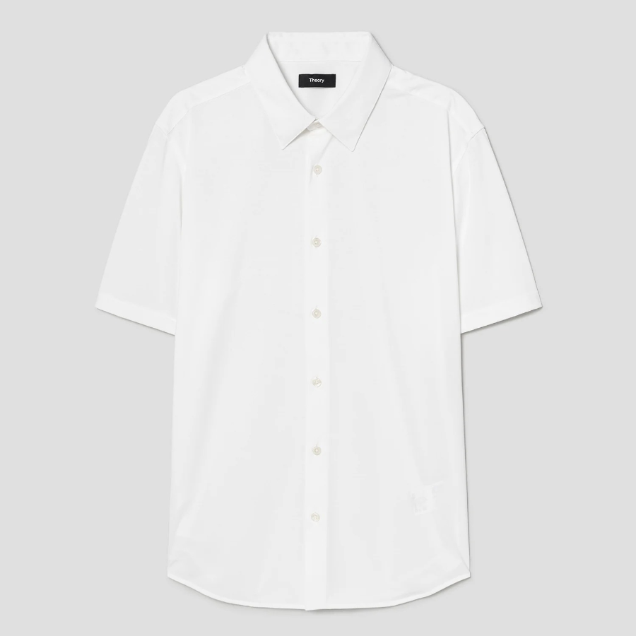 Theory Men Structure Knit Irving Short Sleeve Shirt - White