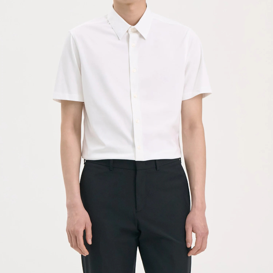 Theory Men Structure Knit Irving Short Sleeve Shirt - White