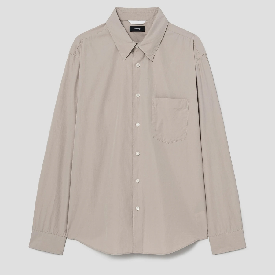 Theory Men Fluid Cotton Weekend Shirt - Earl Grey